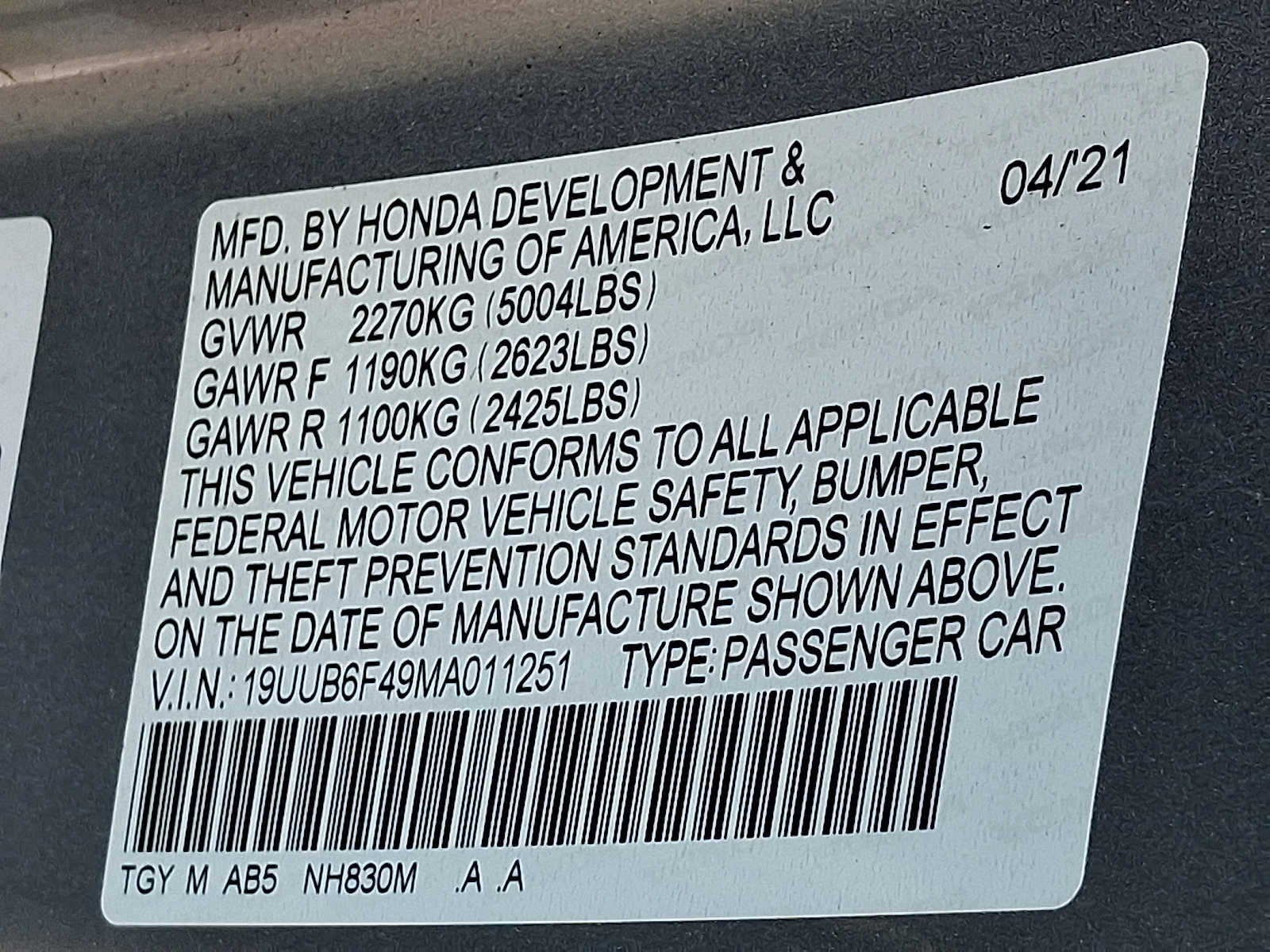 2021 Acura TLX w/Technology Package