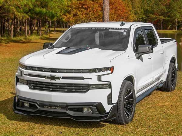 A white ZR4 Interceptor Edition Chevrolet truck