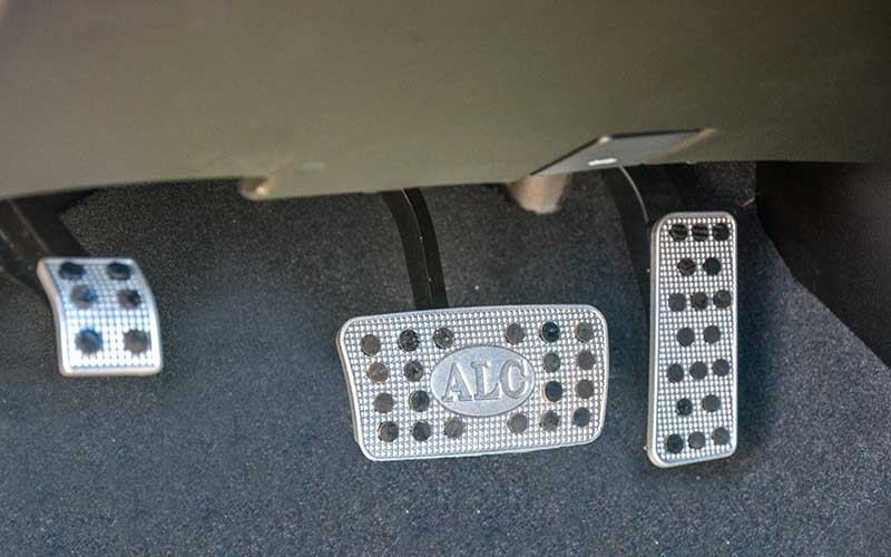 The acceleration, brake, and clutch pedal of the Tahoe Premier