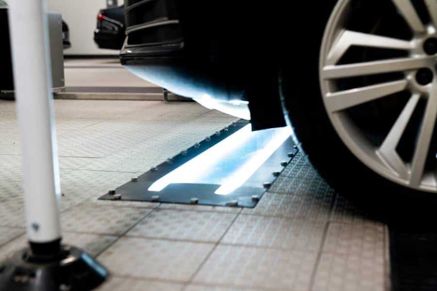 A vehicle getting UV scanned